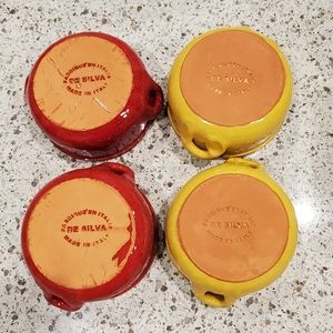 4 De Silva Terracotta soup bowls 2 red 2 yellow